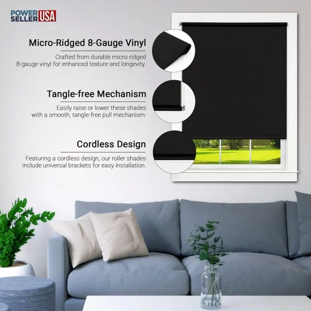Room Darkening Cordless Blackout Window Roller Shades (73